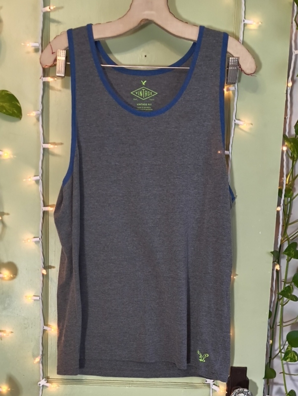 Men's American Eagle Vintage Grey Blue Tank Top M